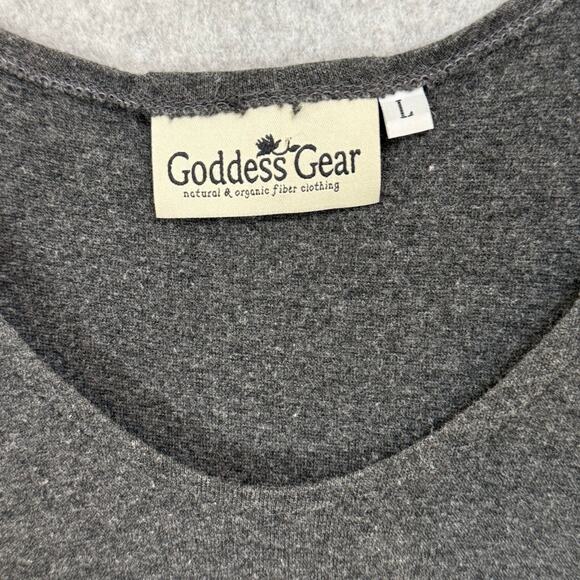Goddess Gear Tunic Size L Bamboo Blend Stretch Minimalist Lagenlook Velvet Trim - Picture 4 of 11